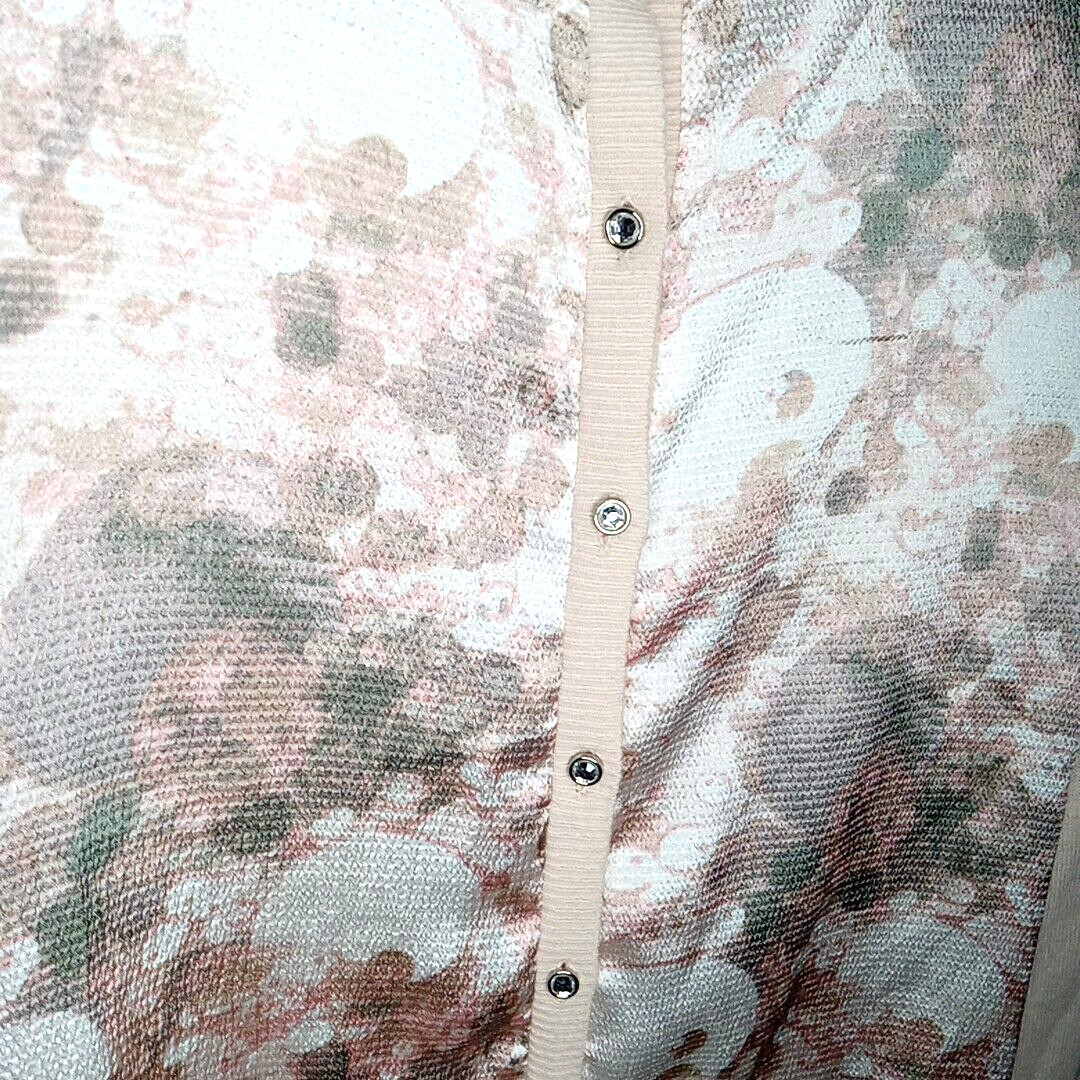 NY&Co Rhinestone Button-Up Cardigan Sweater Womens Size S Beige Lightweight