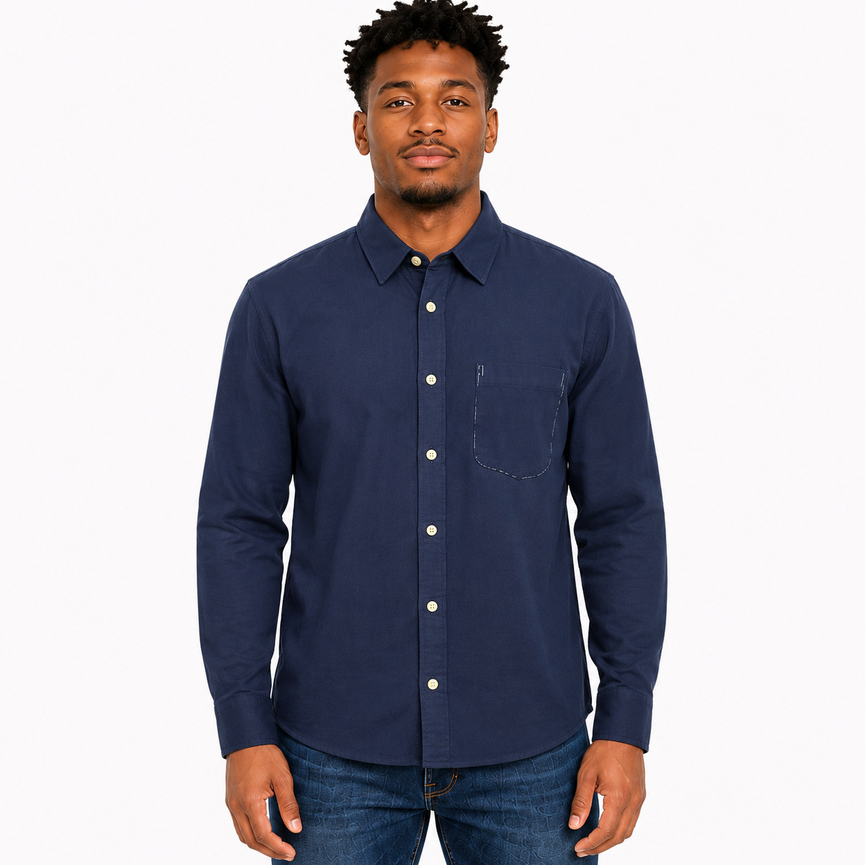 Oliver Spencer Shirt Mens 2XL 17 Blue Classic Cotton Button Up Preppy Minimalist