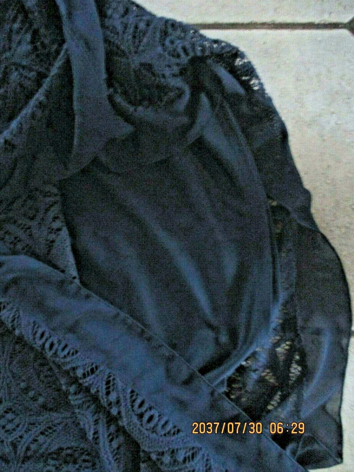 JM Collection Women’s 2 piece Navy blue crochet over blue Jersey tee size 2x