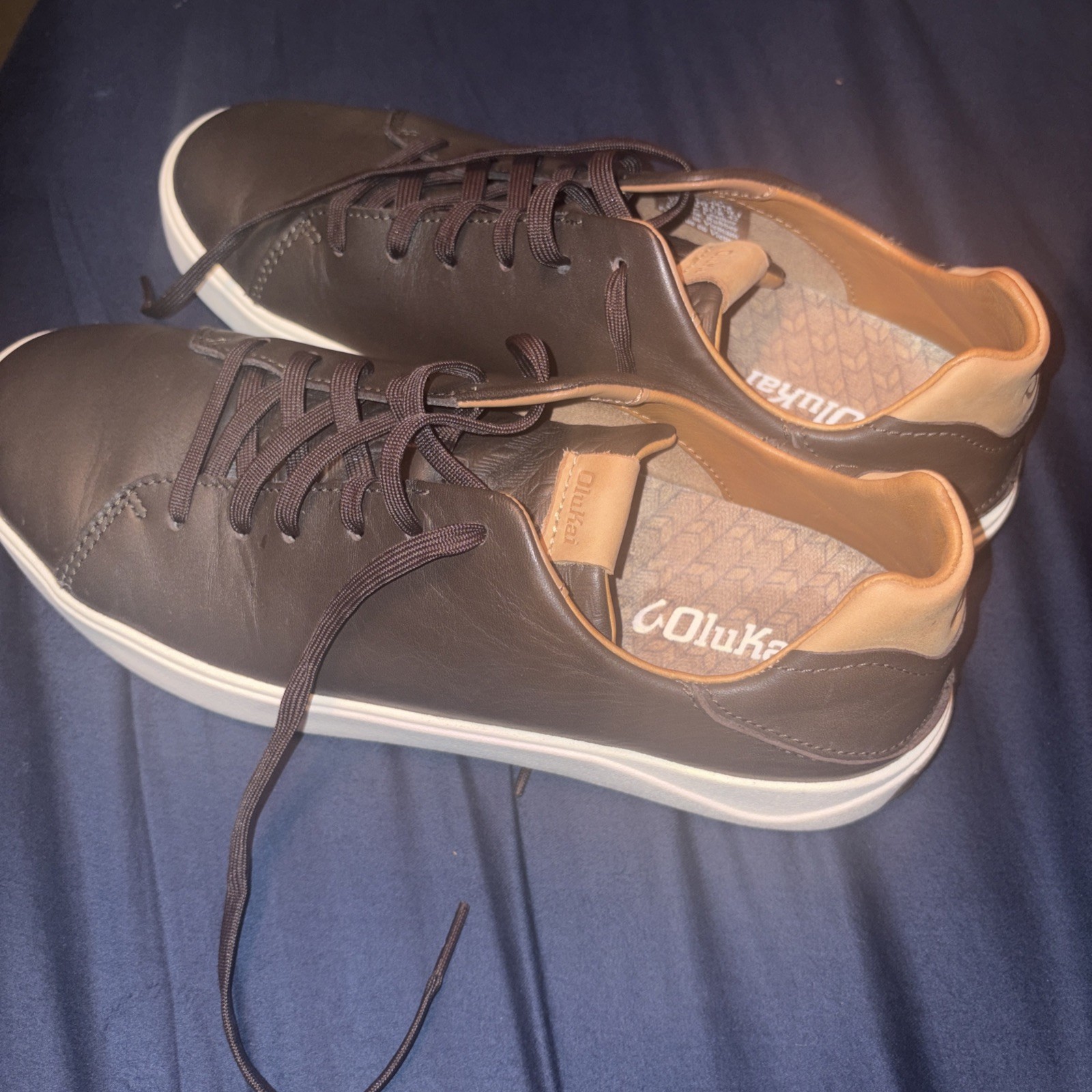 OLUKAI Lae’ahi Li ‘Ili Men’s Waterproof Leather Sneaker Brown Size 9 WORN ONCE