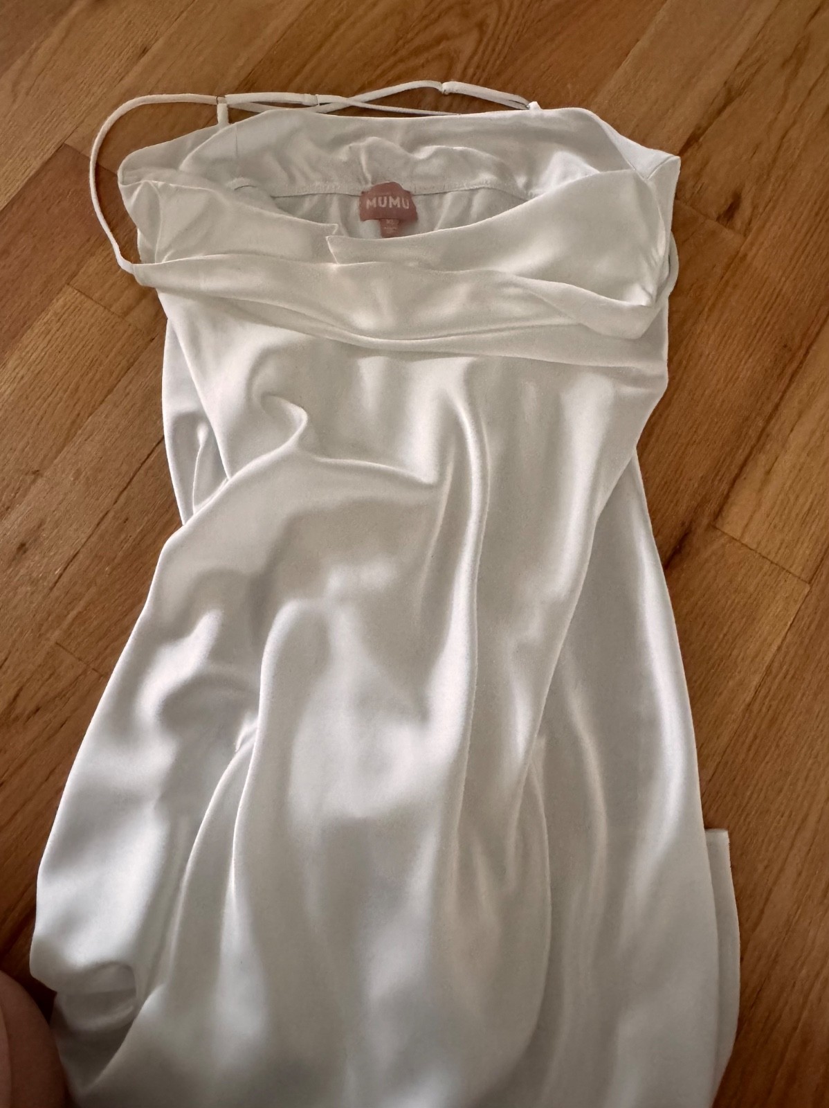 Show Me Your MUMU Women’s Cowl Neck Dress in Ivory Luxe Satin-Bridal Wedding-XL