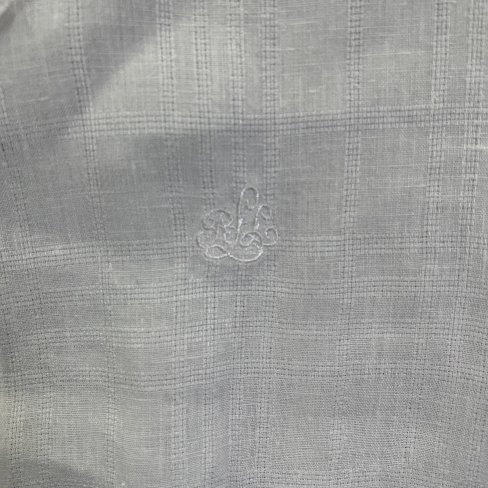 Lauren Ralph Lauren Womens Sz 8 White Linen Short Sleeve Button Up Shirt Logo