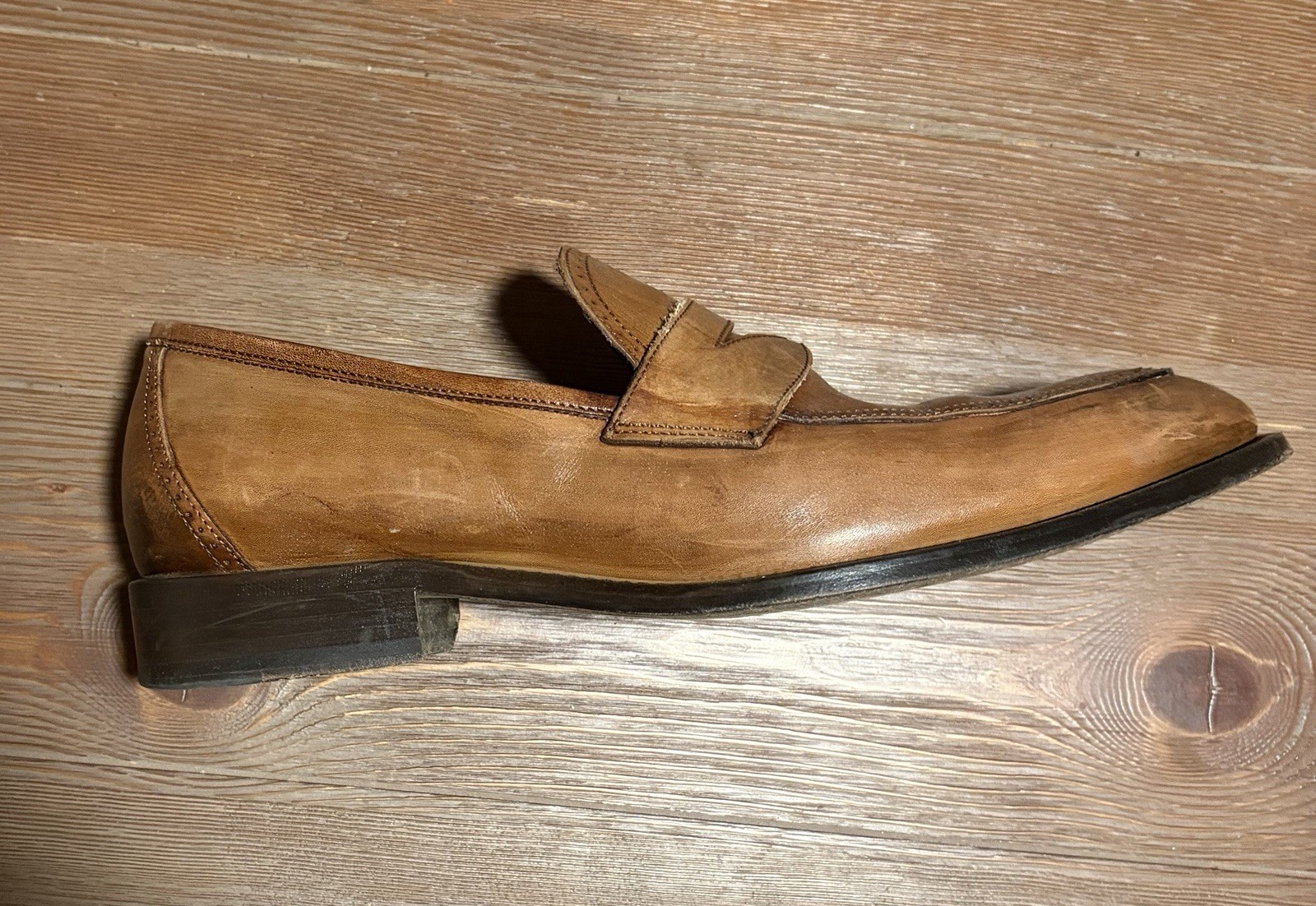 Johnston & Murphy Men’s Brown Leather Dress Loafers Slip-On Almond Toe 10.5