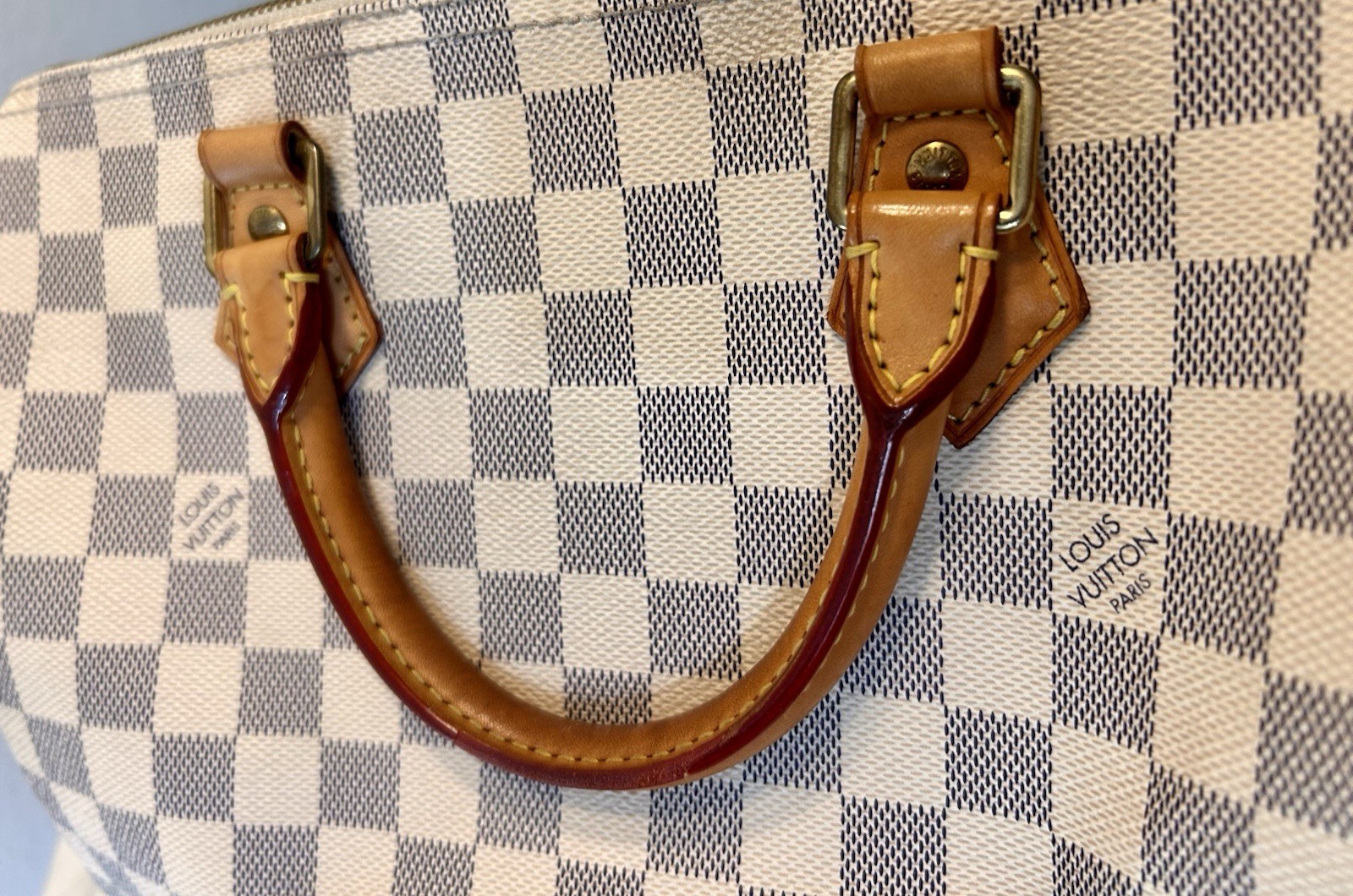 Louis Vuitton Damier Azur Checkered Zip-Top Speedy 35 Made in France
