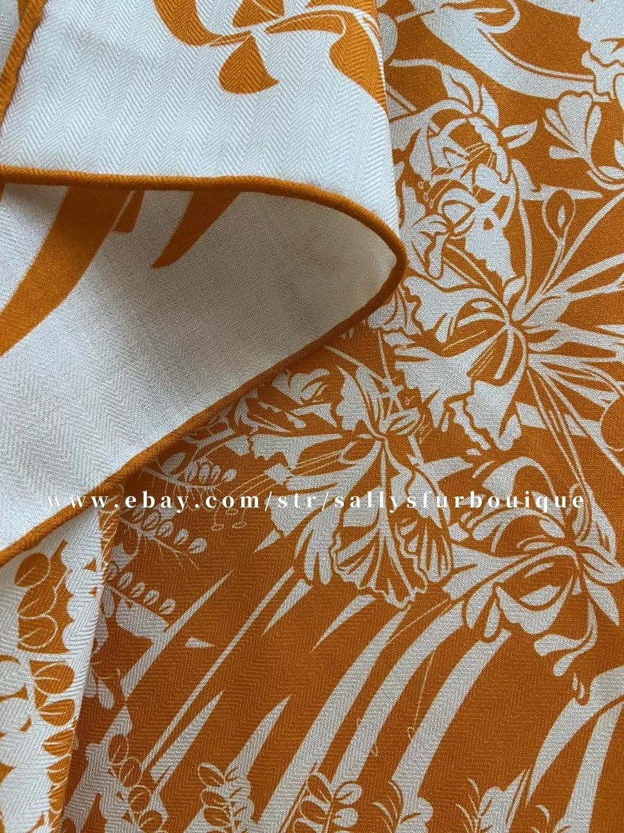 Sallys 70% Cashmere & 30% Silk Wrap Scarf Flamingo Print Double Face Shawl 53″