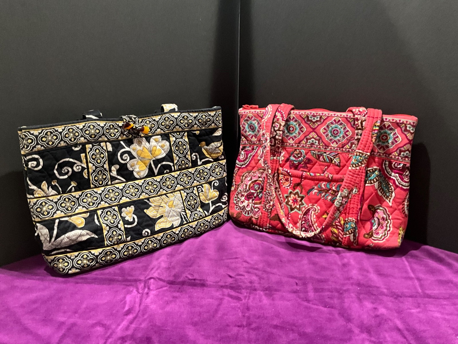 Vera Bradley Coral Purse & Black and Yellow Purse