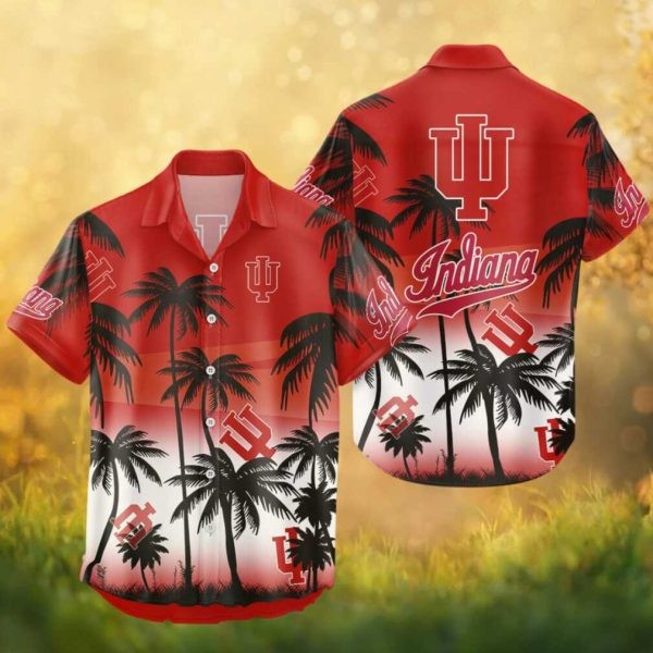 Indiana Hoosiers NCAA Tropical Beach Palm Tree Red Hawaiian Shirt