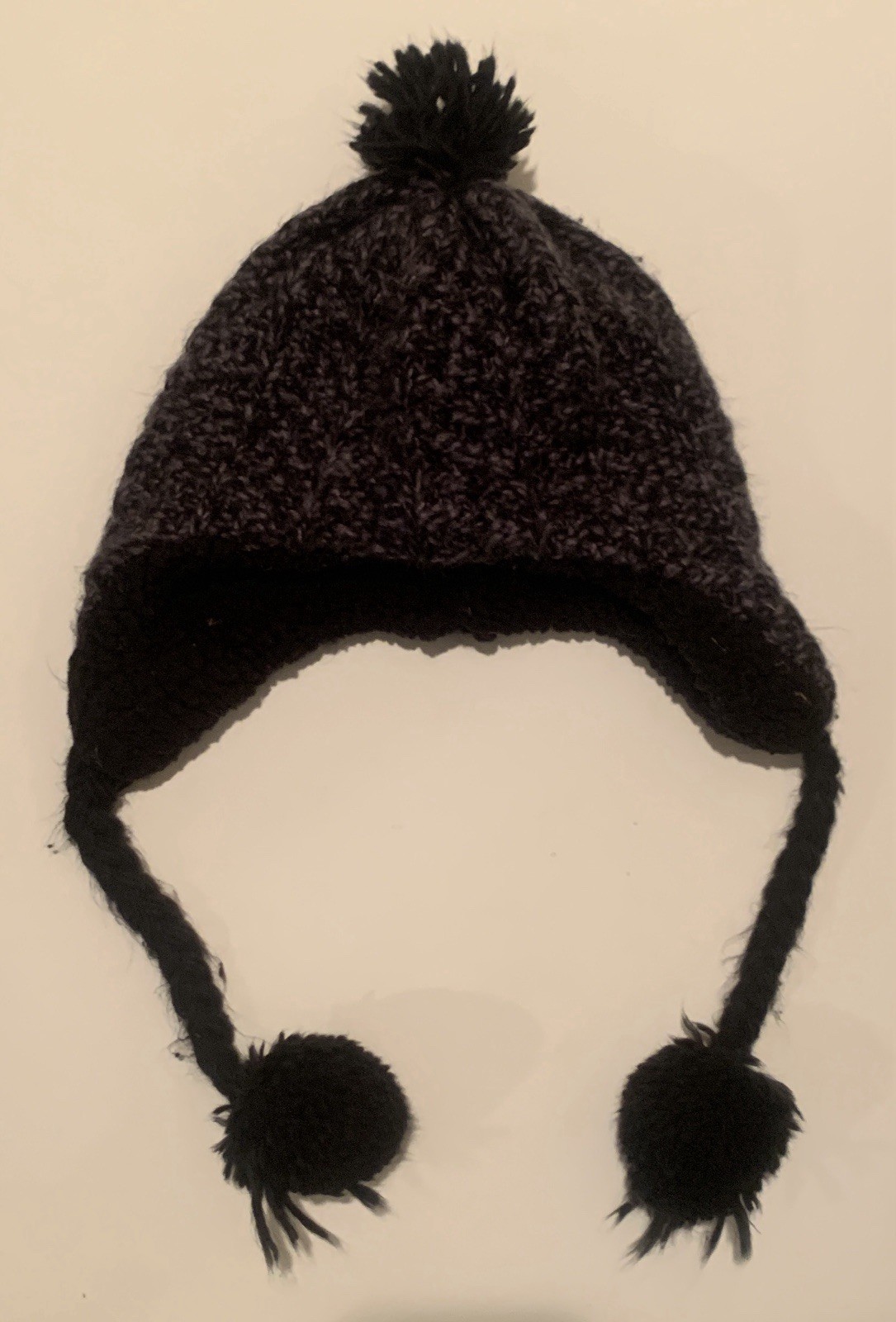 Gap Synthetic Fiber And Cotton Blend Beans With Ear Flaps And Pom Poms