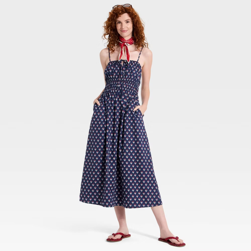 Women Maxi Pullover Sundress – Universal Thread Navy Blue Floral M