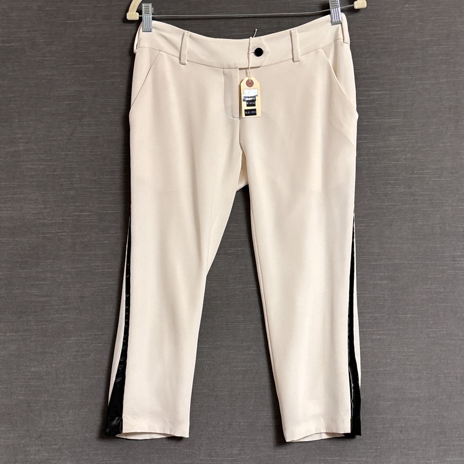 Norisol Ferrari Pants 4 Cream Tuxedo Silk Crop Luxury Cocktail Evening