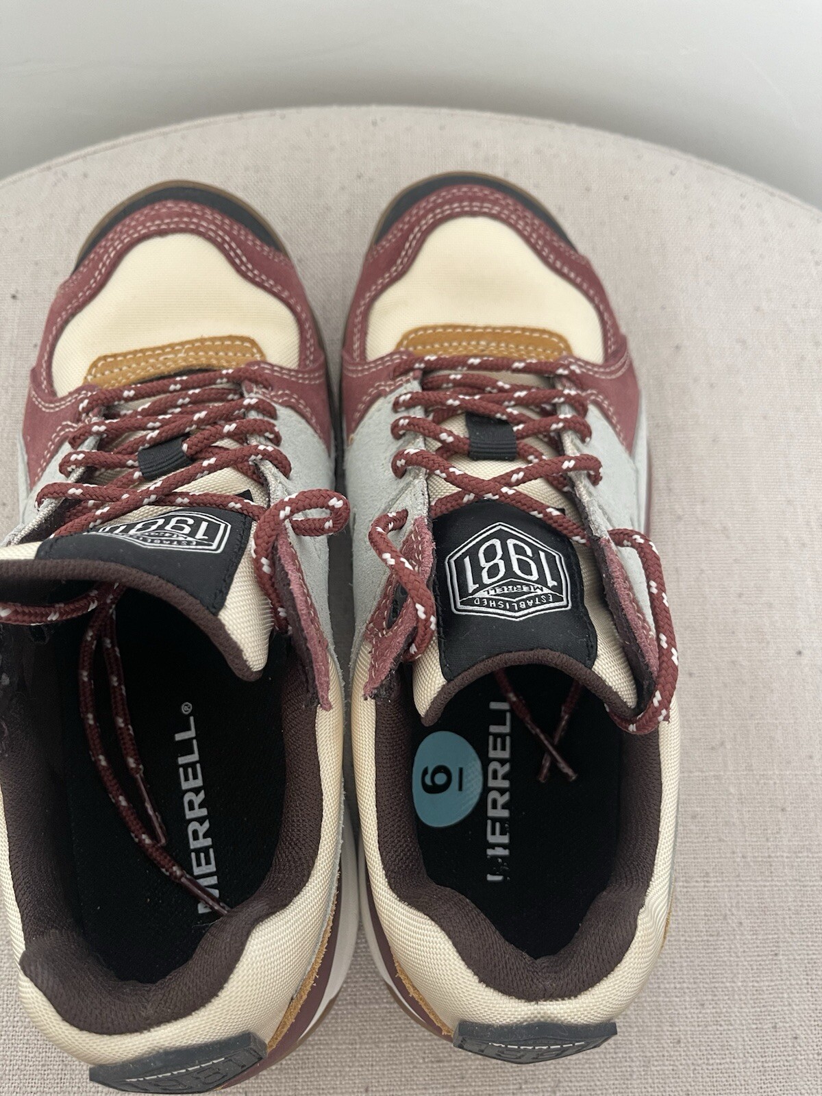 Women’s Merrell 1981 Multi-colored (Burgundy/Grey/Mustard) Walking Shoe Size 6