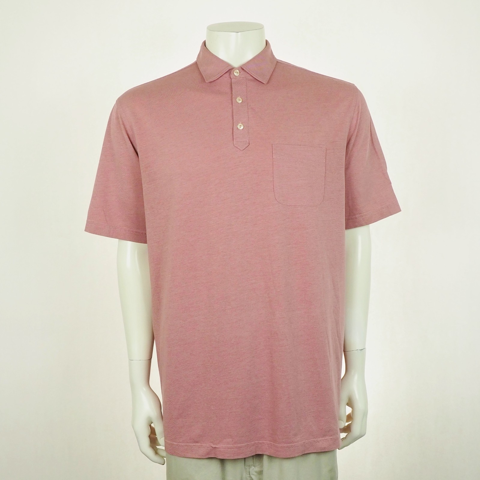 Peter Millar Golf Polo Shirt Mens Large Heather Red Pocket Cotton Blend Stretch