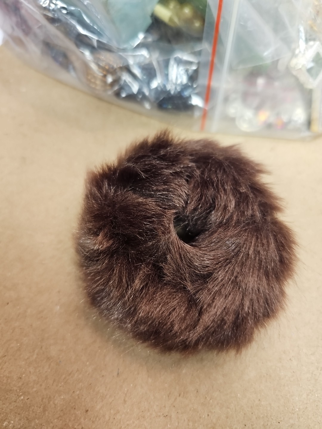 Hair Goods brown Scrunchie Hair For Ponytail Mink Fur