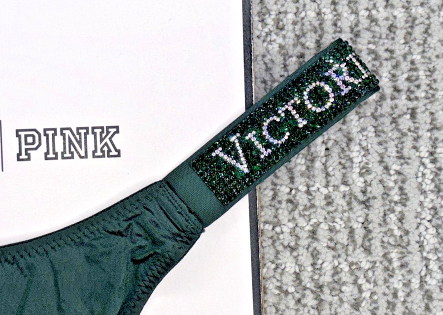 Victoria’s Secret Very Sexy NWT Medium Green Spellout Shine Strap Thong Panty