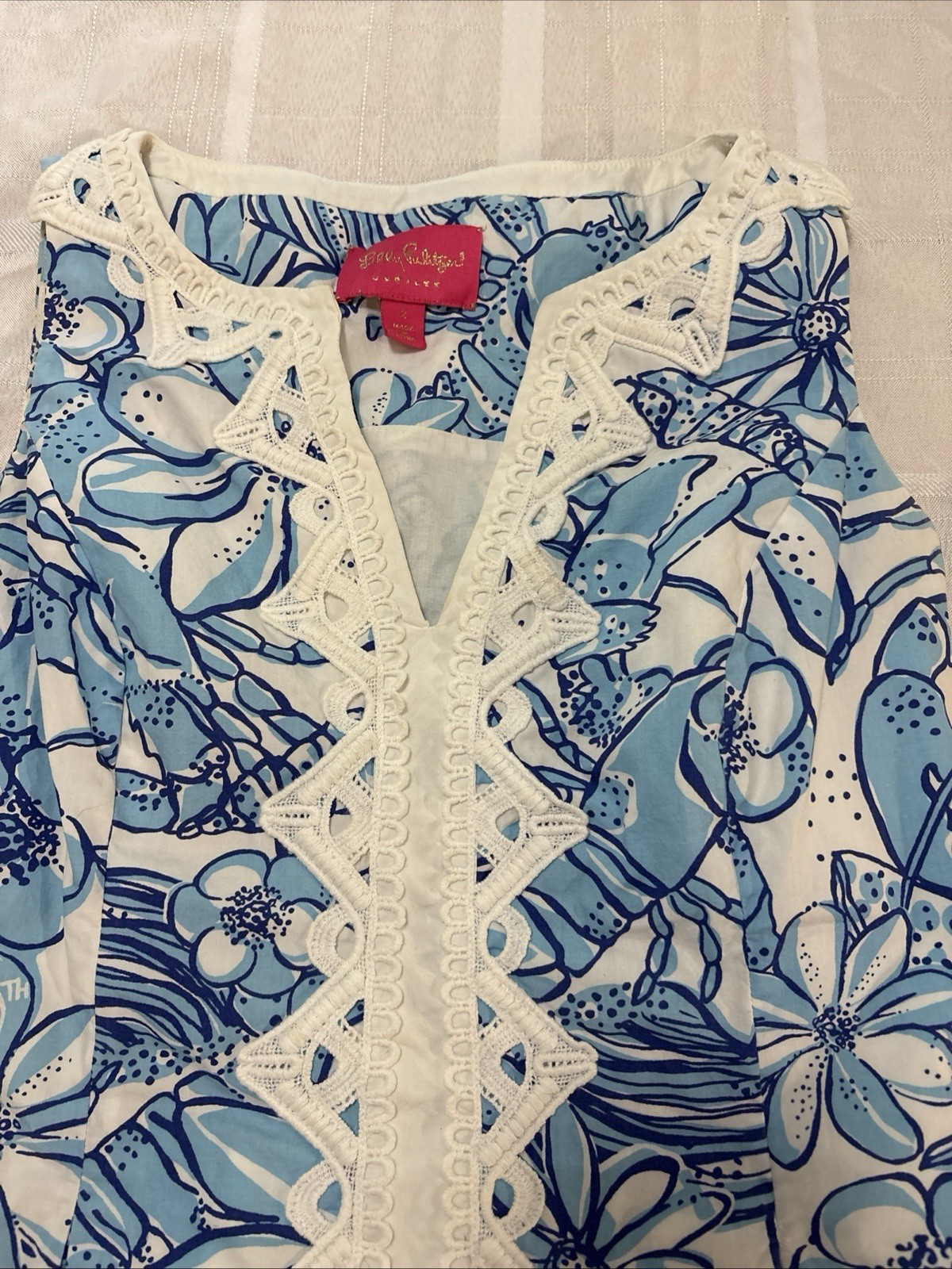Lilly Pulitzer Melani Shift Coastal Blue Dress Summer Fun Casual Size 2