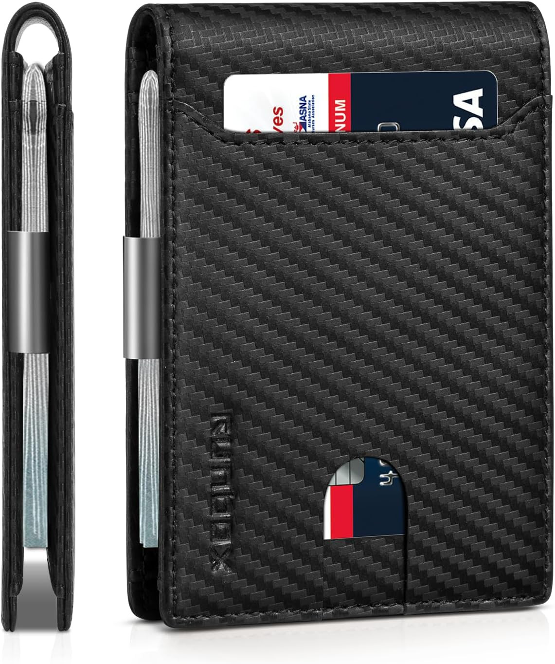 Slim Wallet for Men Leather Money Clip RFID Blocking Front Pocket Bifold Wallet