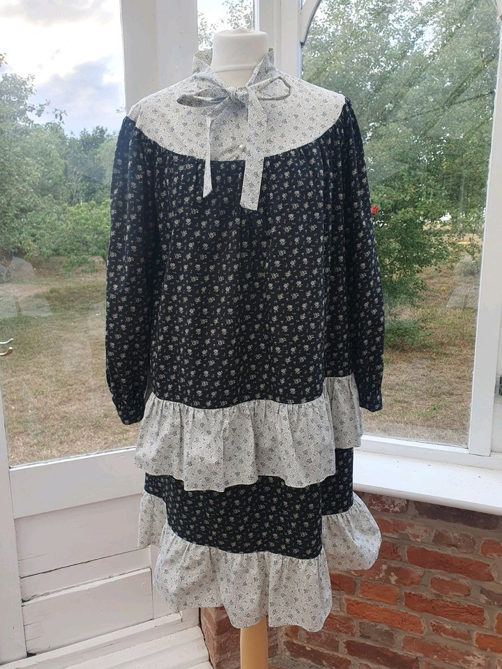 Batsheva Fifi Floral Ruffle Tiered Mini Dress Size uk8 Prairie High Neck