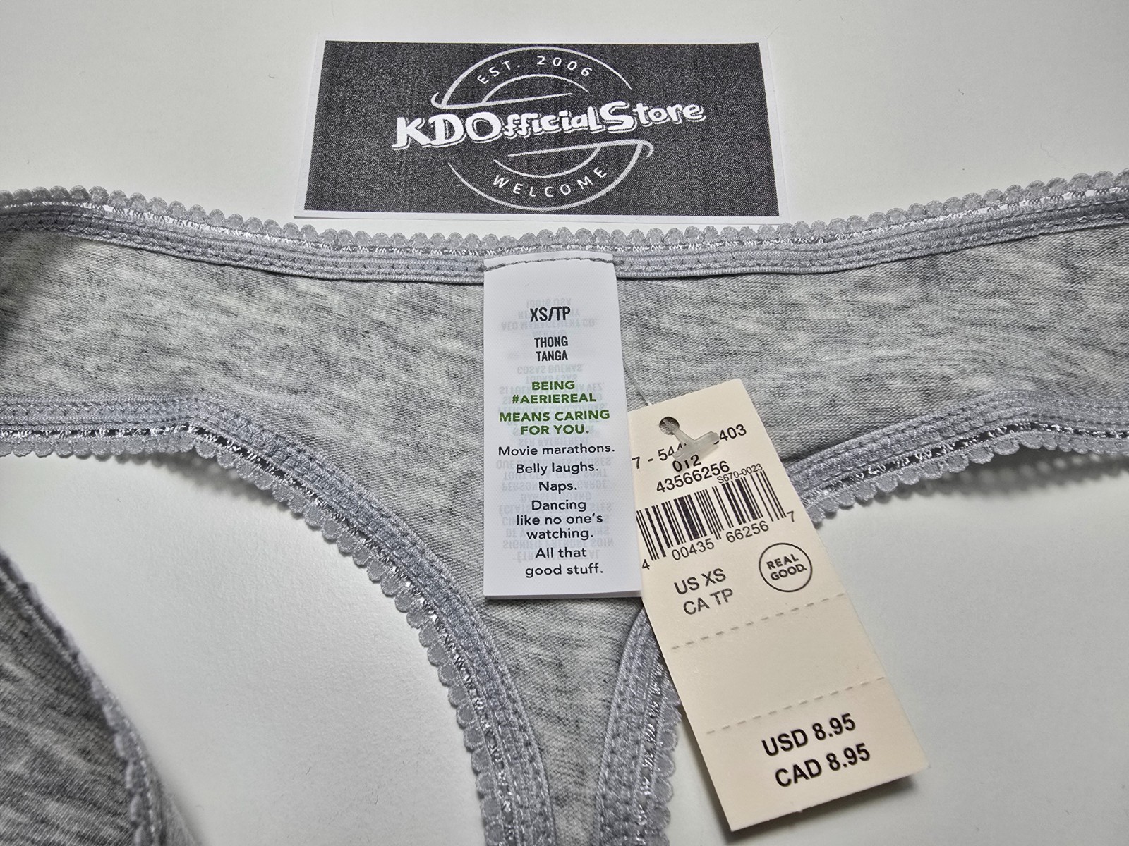 XS American Eagle AERIE Superchill Cotton Ruched Picot Thong Panties Underwear