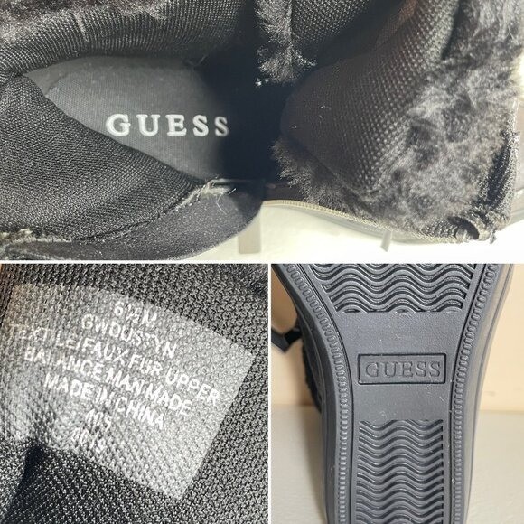 Guess Dustyn Faux Fur Hidden Wedge Sneaker Ankle Boots Size 6.5