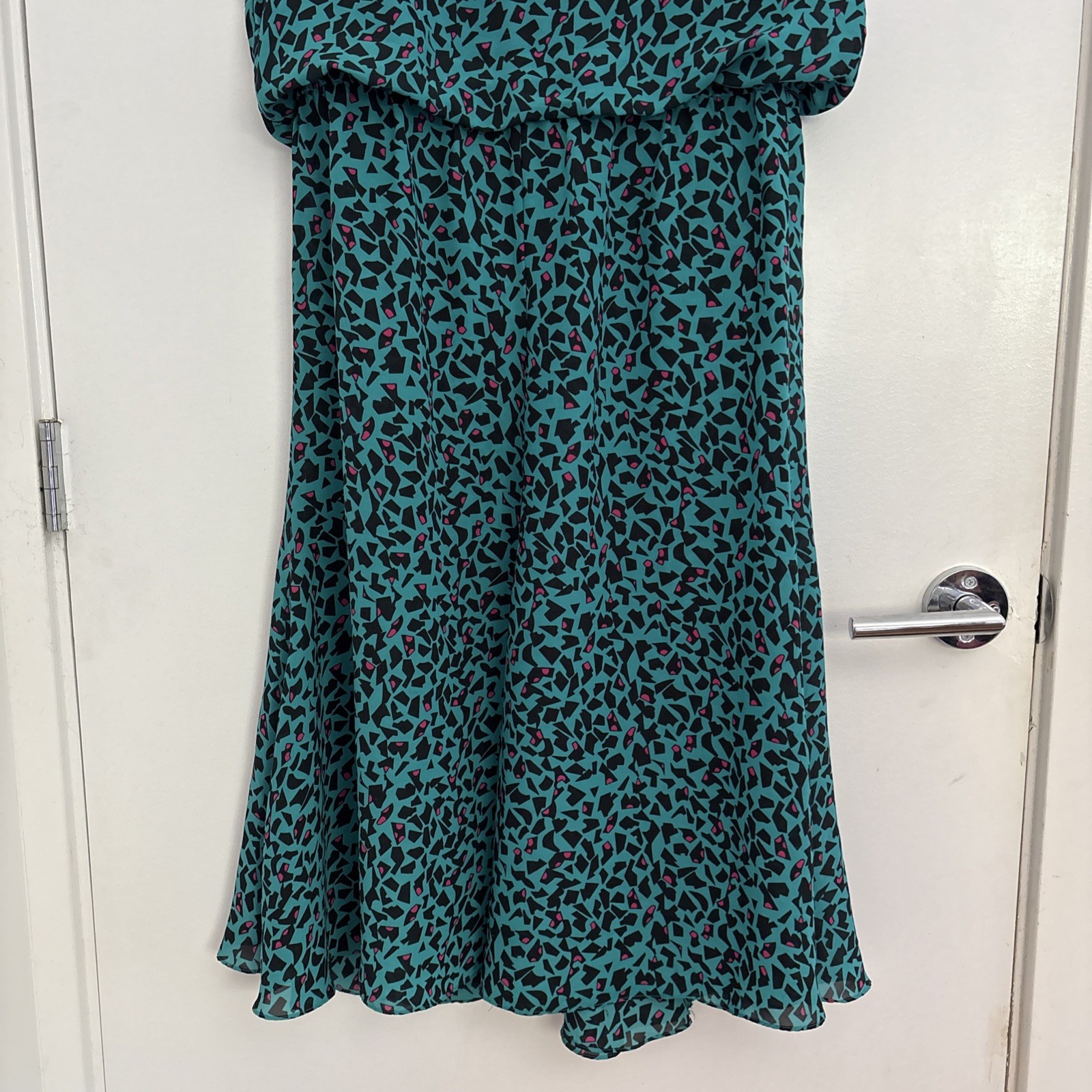 Vtg 80s 90s Teal Abstract Secretary Dress – 12