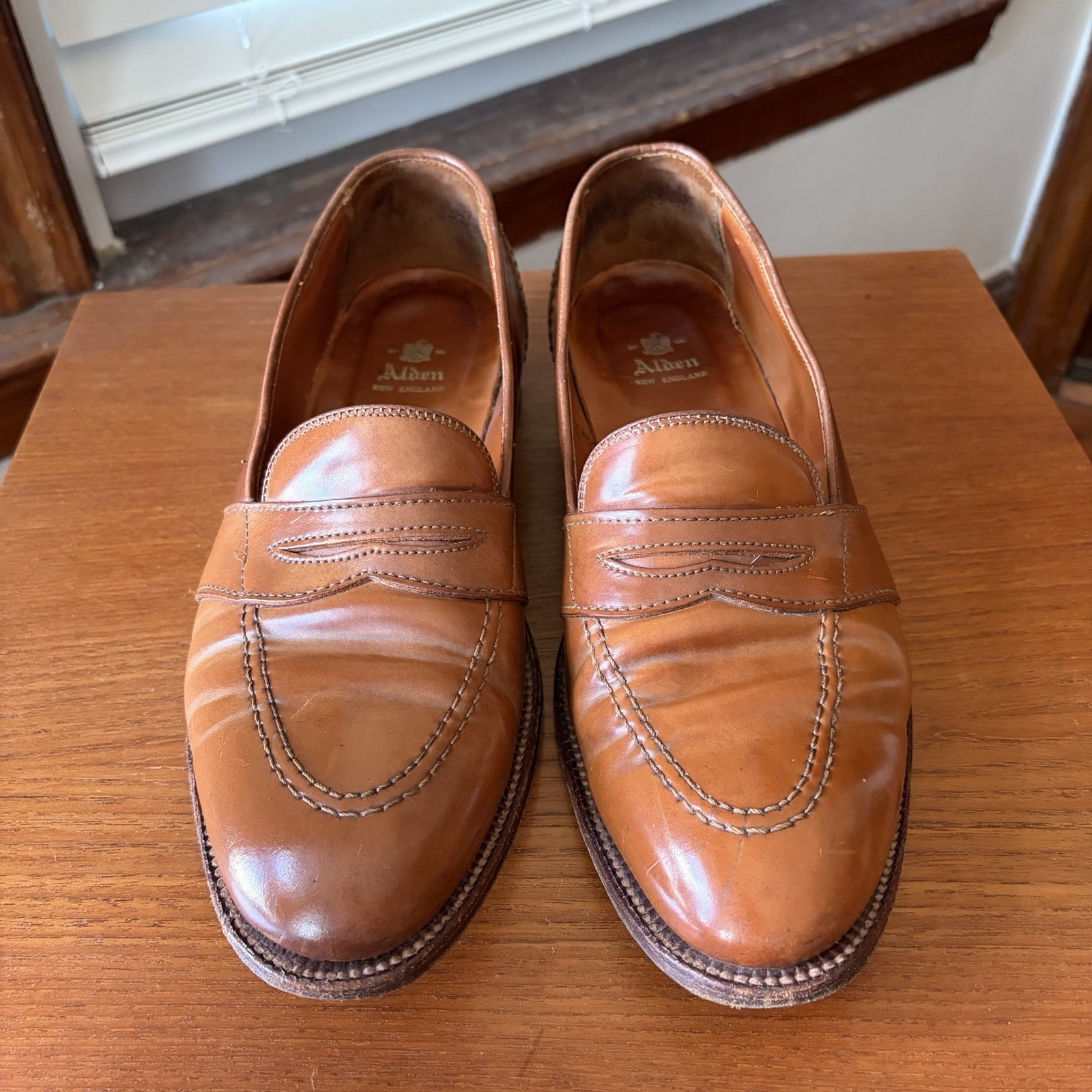 RARE | ALDEN 11.5D WHISKEY SHELL CORDOVAN FULL STRAP PENNY LOAFERS SHOES 11.5 D