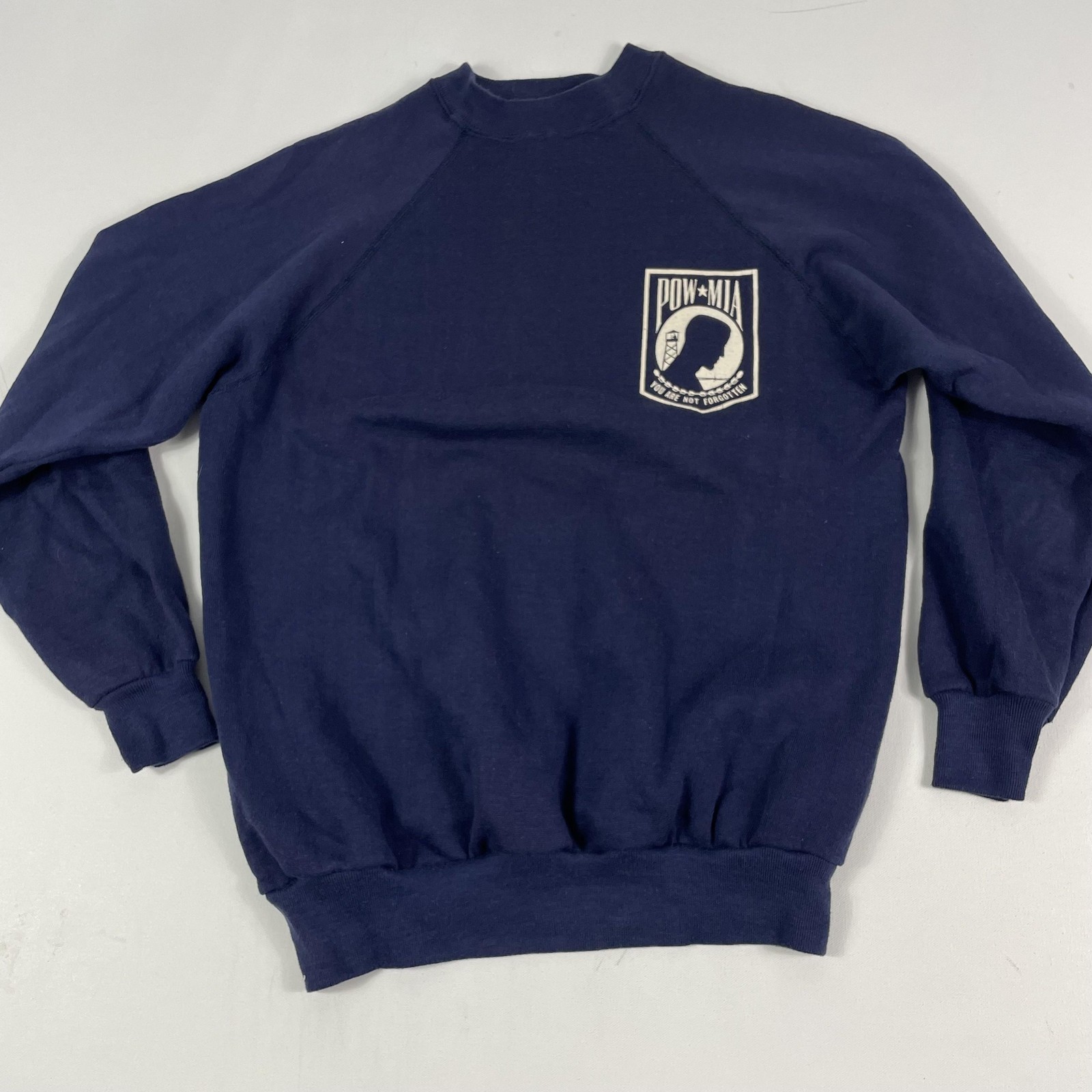 Vintage Tultex Sweatshirt Mens Large Blue POW MIA Crewneck You Are Not Forgotten