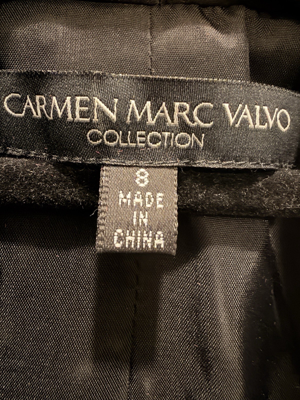 Carmen Marc Valvo Collection Jacket 8 Black Velvet Ruffle Tux Blazer Bell Sleeve