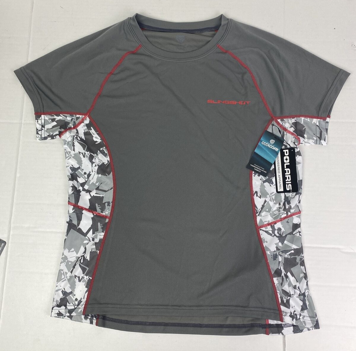 Polaris Slingshot Motorcycle Women’s Shirt Cooling Gray White Red New with Tag