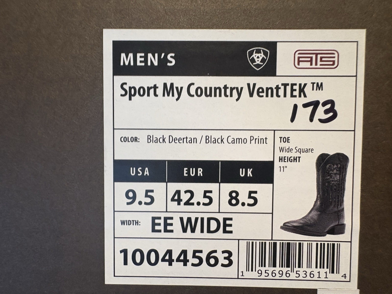 ARIAT Men’s Sport My Country Size 9.5 New In Box