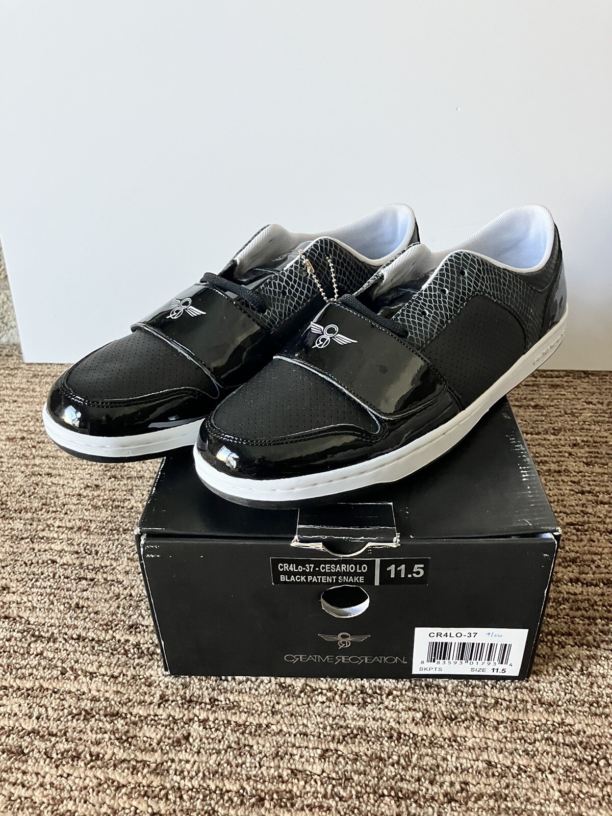 Creative Recreation Cesario Lo Black Patent Snake Sz 11.5 CR4LO-37 New
