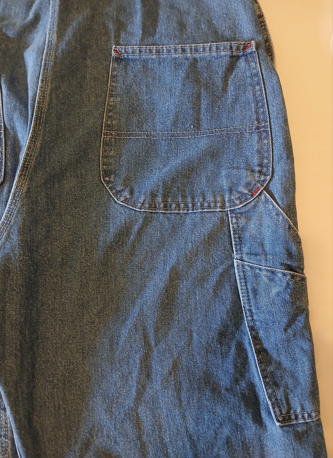 Dickies Overalls 34 X 30 Coveralls Bib Blue Cotton Denim Carpenter Farm Work EUC