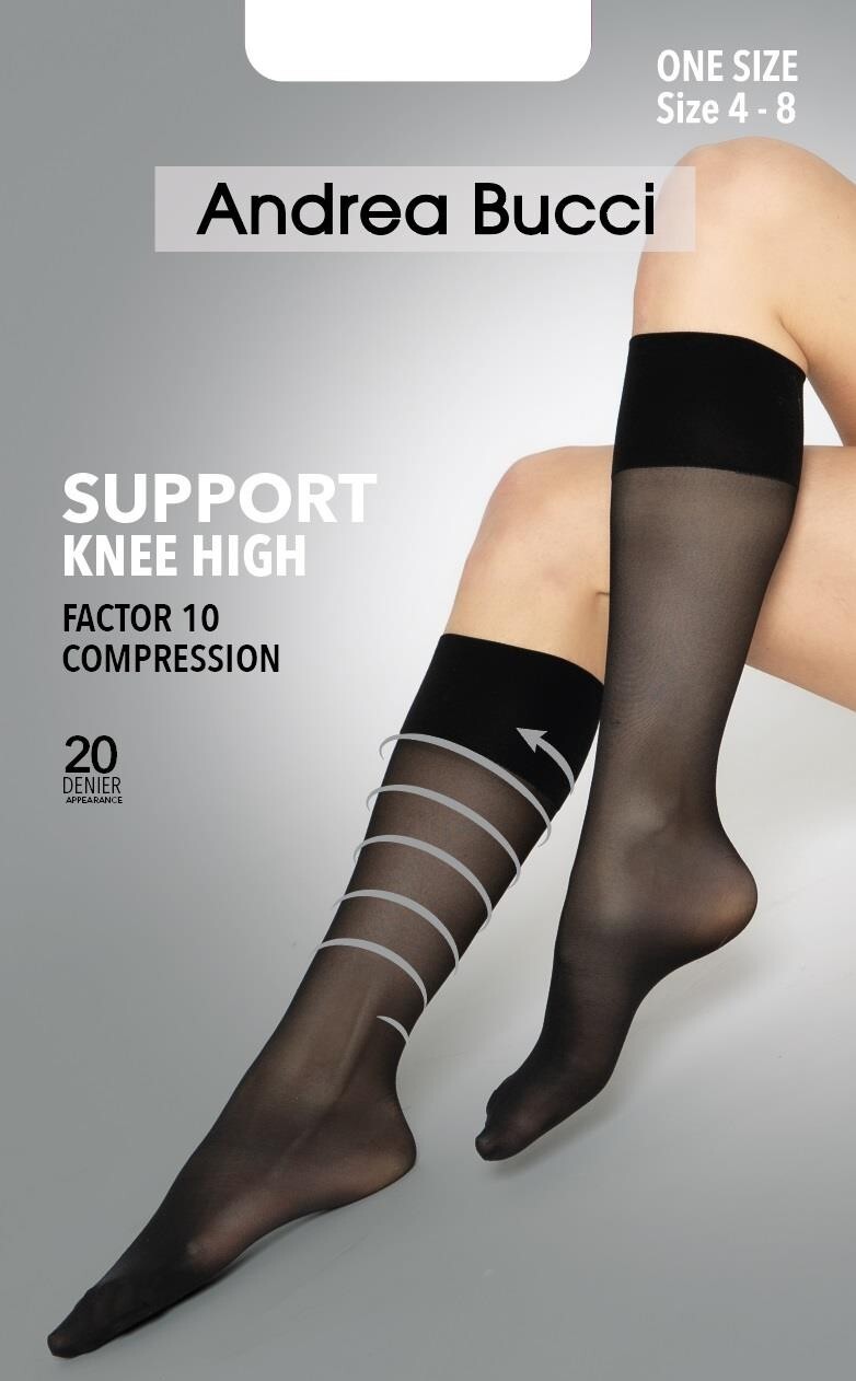 Andrea Bucci Compression Firm Support Knee Highs 20 Denier Black or Natural