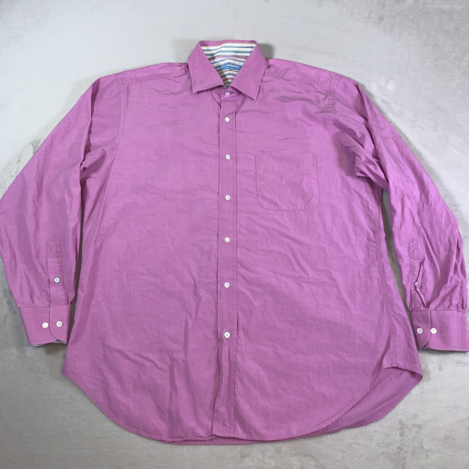 J.McLaughlin Shirt Mens Large Pink Button Up Long Sleeve Casual Formal Business