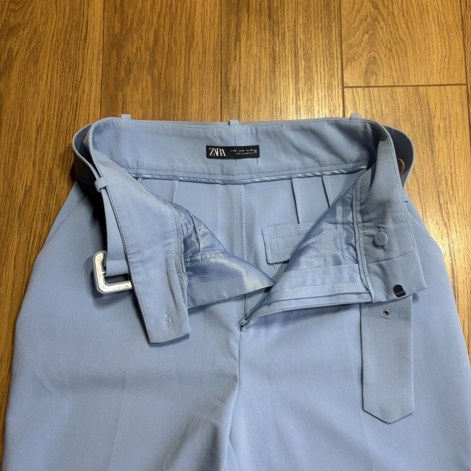 ZARA High Waisted Trouser Pants Fabric Belt M Office Siren Work Smart Corpcore