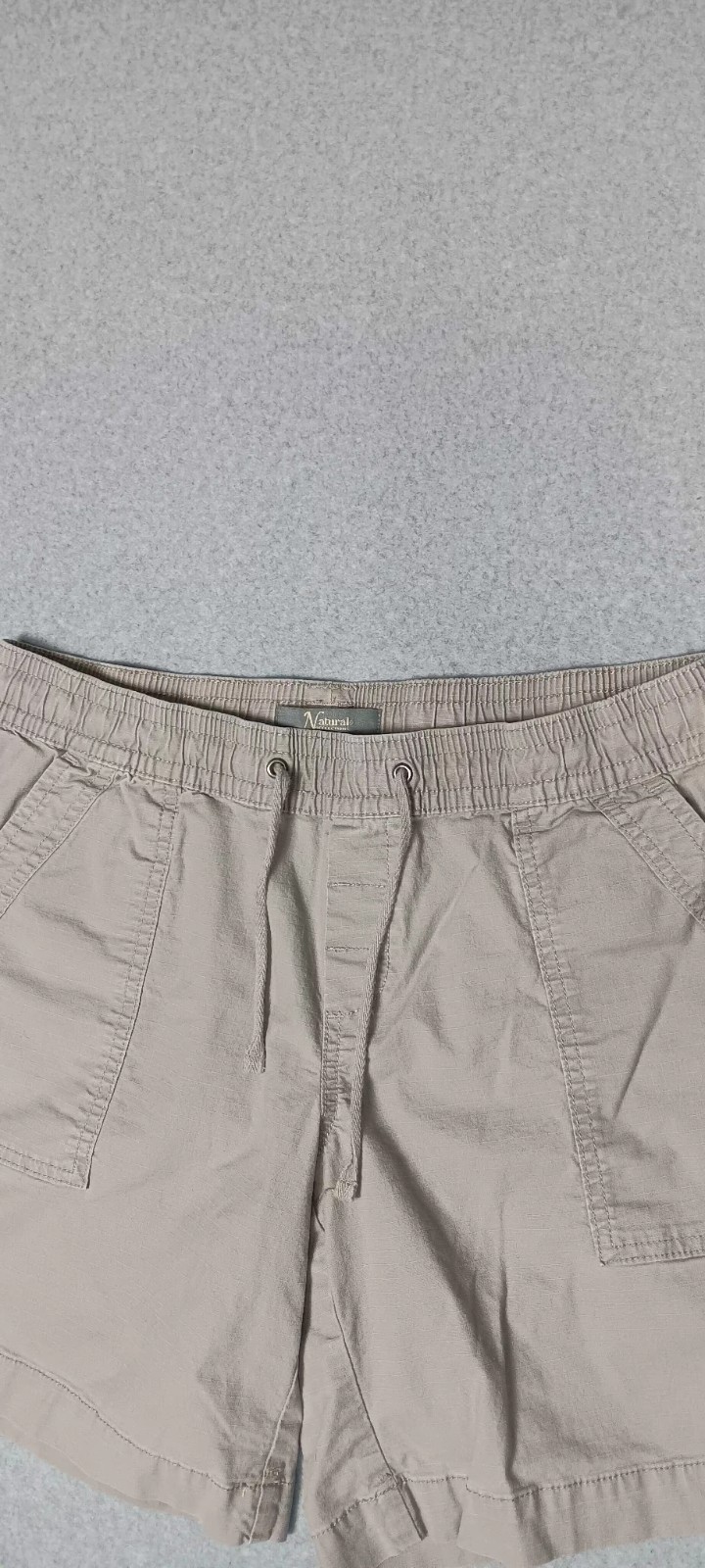 Natural Reflections Pull On Utility Shorts Womens Medium Gray Drawstring Hiking