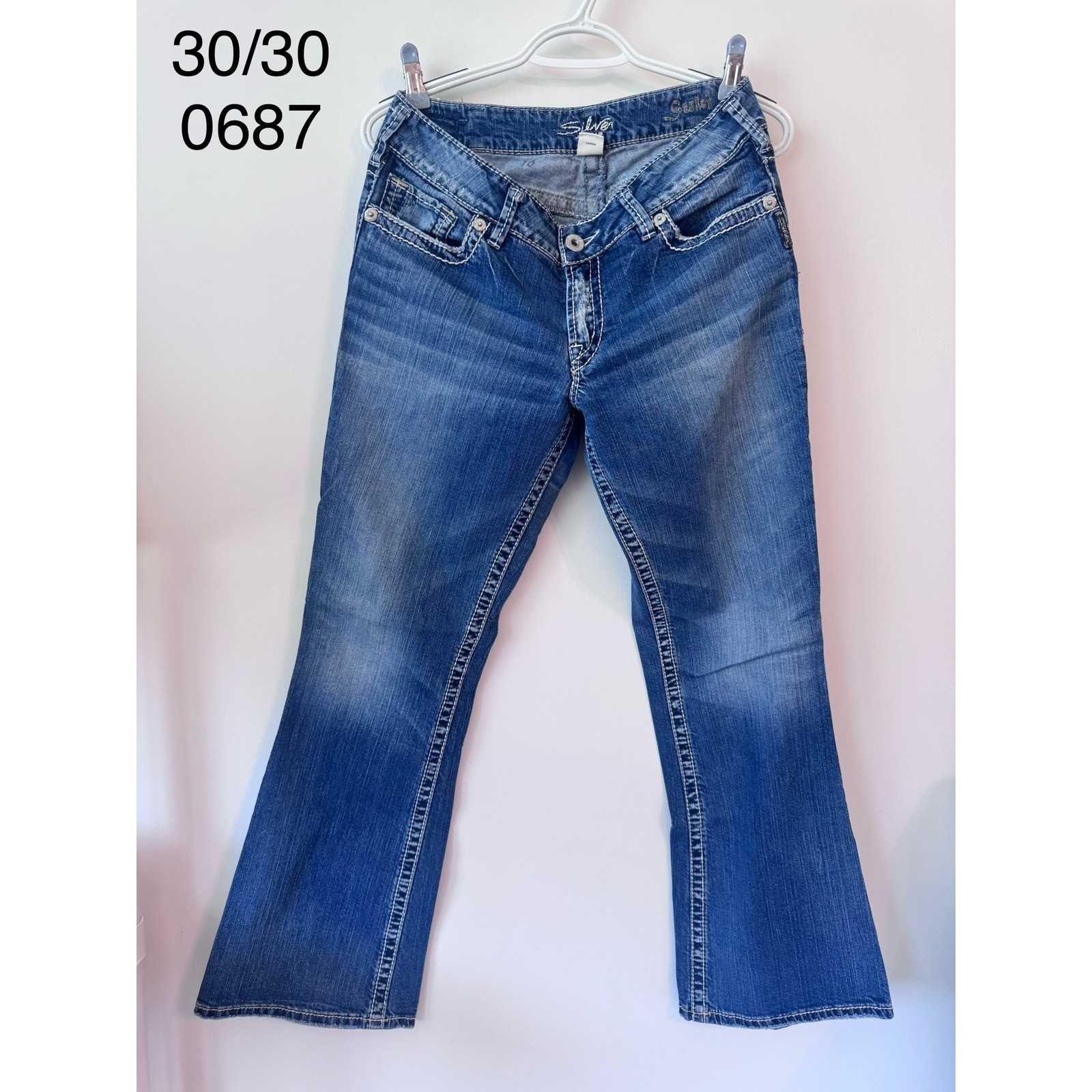 Silver Jeans Co Mid Bootcut Jeans W30 L30 Medium Wash Blue Embroidered L9916S