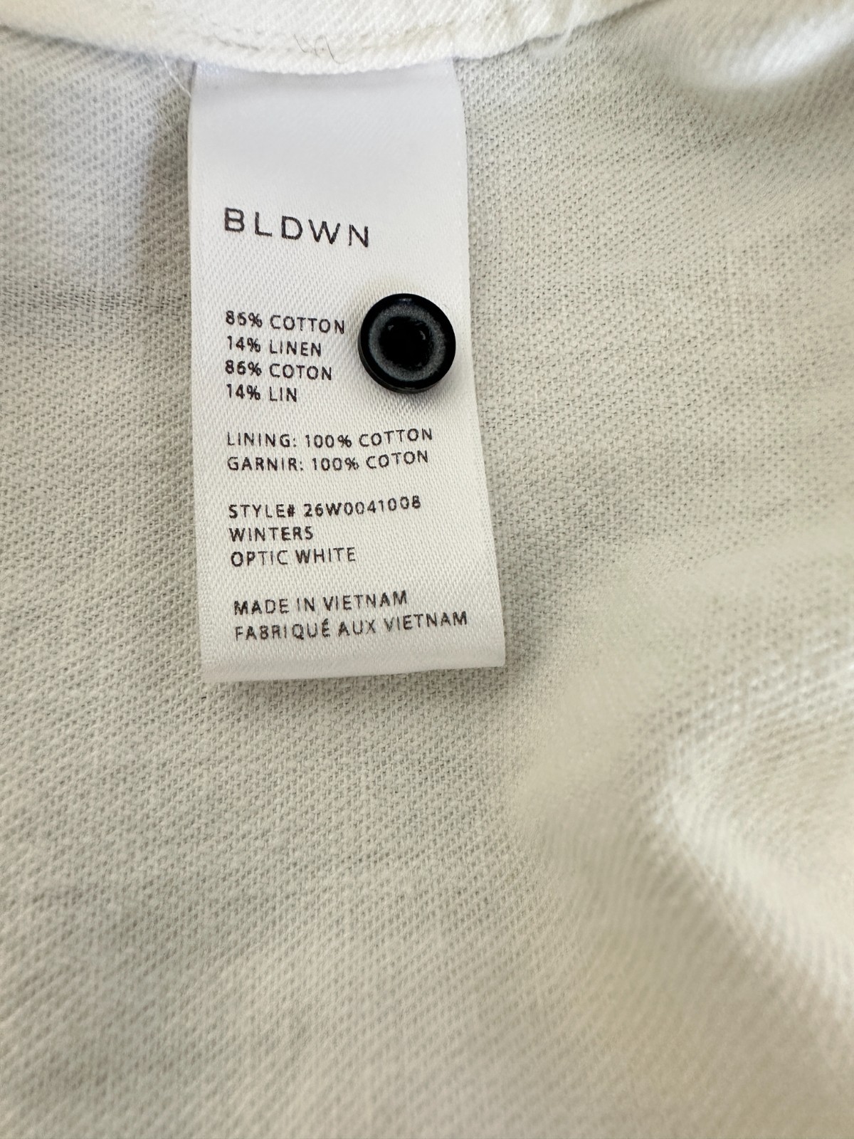 BLDWN Winters Cotton Linen Blend Top Blouse Pullover Long Sleeve Cream Sz. Large
