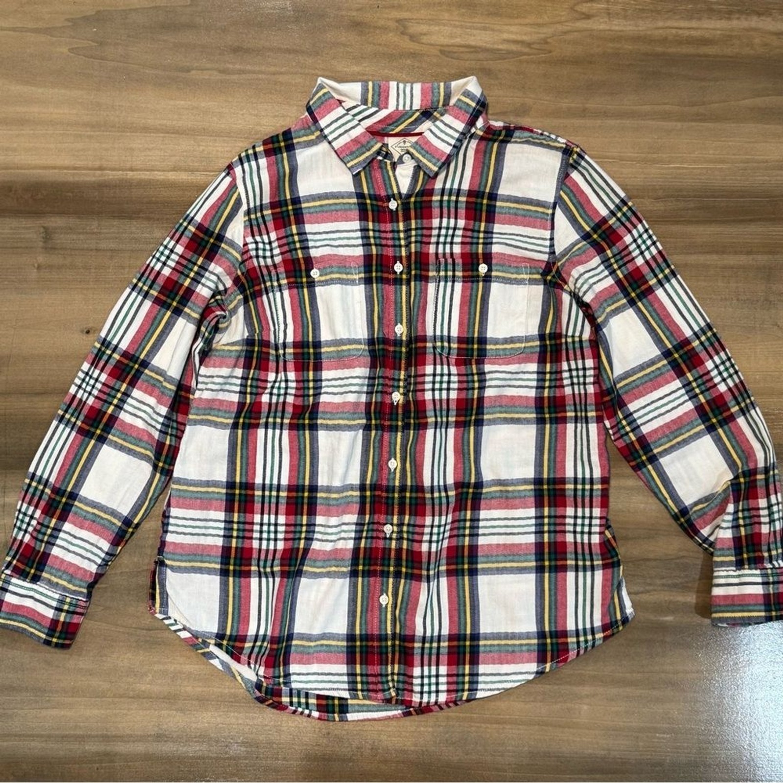 St. Johns Bay L Plaid Button Front Shirt Long Sleeve 100% Cotton Multicolor