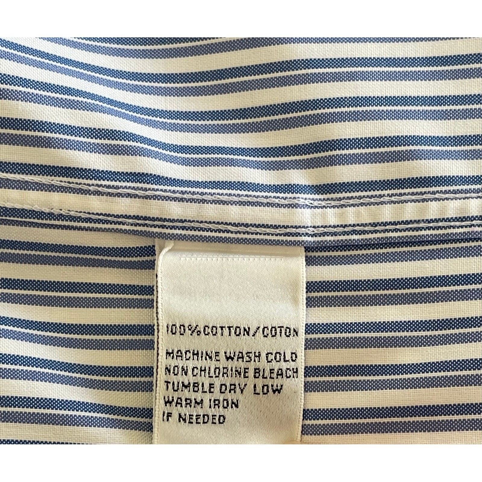 Talbots Petites Blue White Striped Wrinkle Resistant Button Down Shirt Size 10P