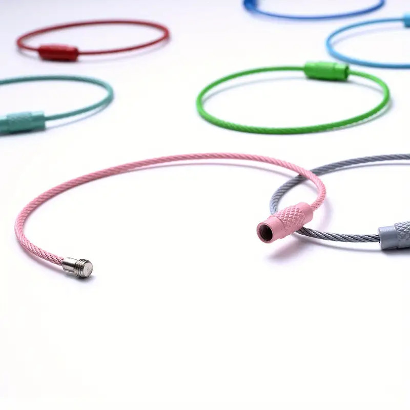 50mm Wire Round Cable for a Keychain with Screw Lock Choose Color