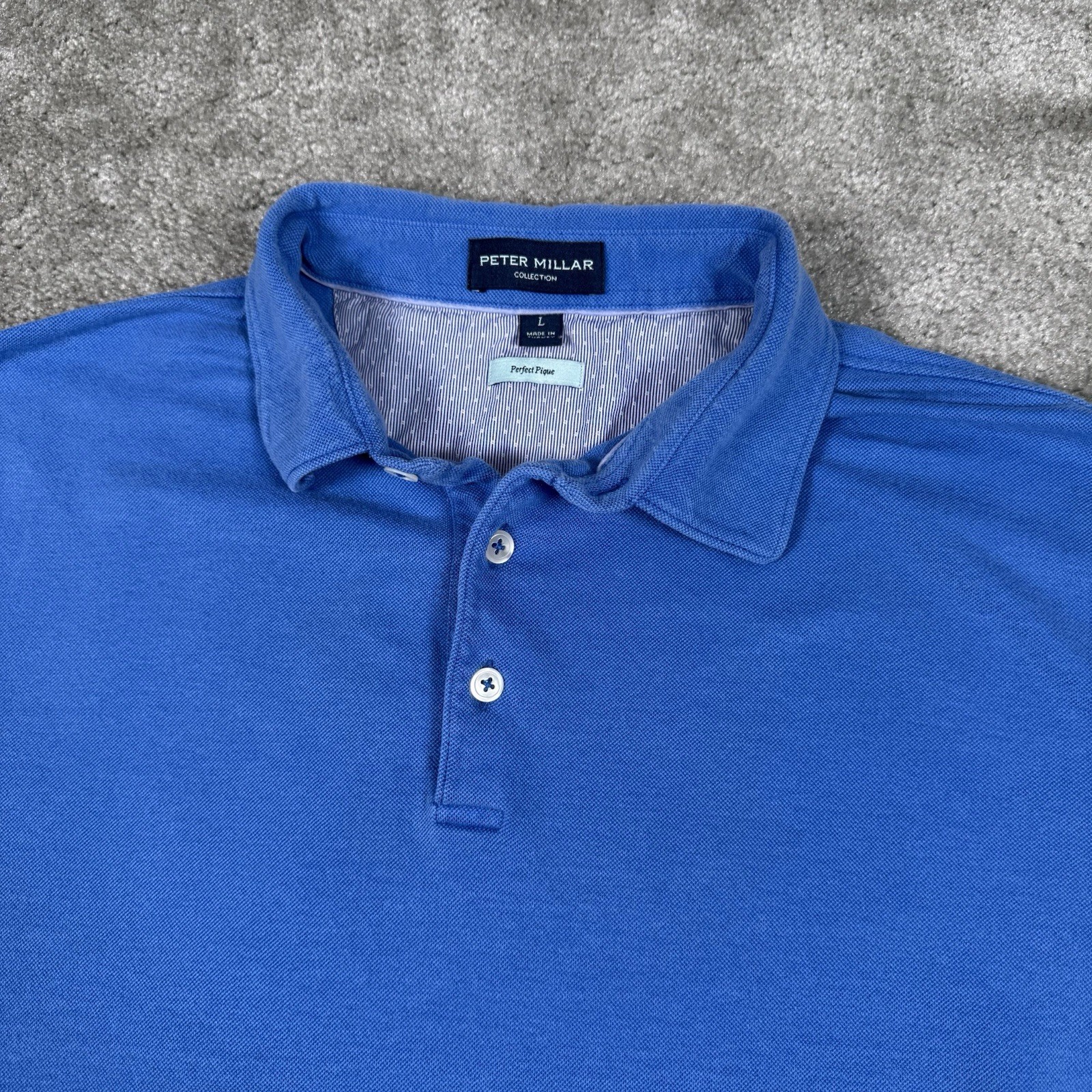 Peter Millar Collection Shirt Mens Large Blue Perfect Pique Polo Golf Casual