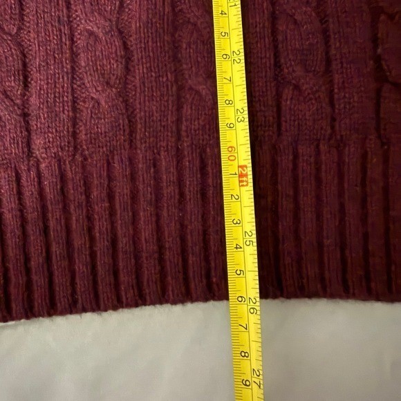 LL Bean Sweater Mens Large red Lambswool Cable Knit Grandpa Old Money Outdoor