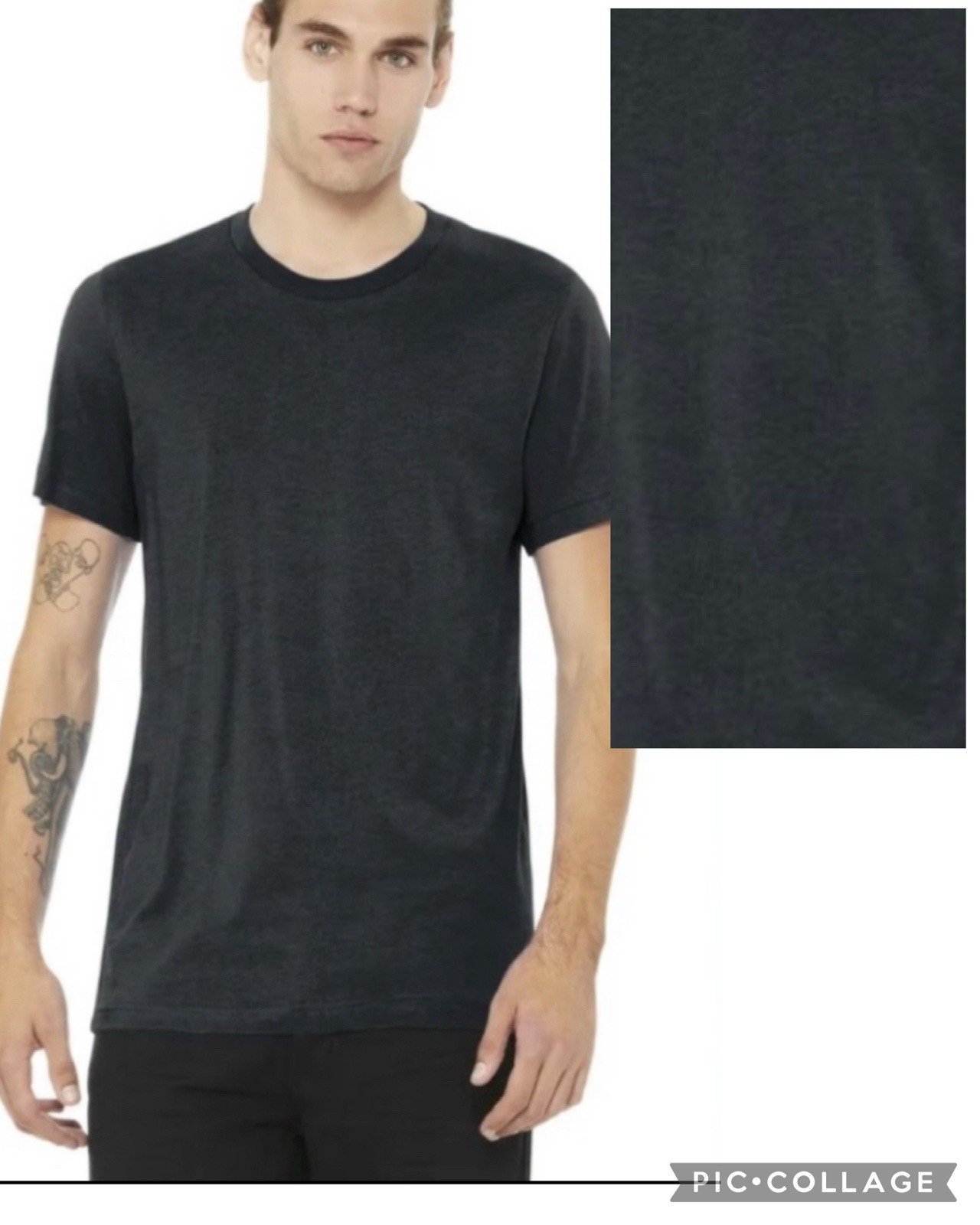 NWT Bella + Canvas Heather Grey Black T-Shirt Size XL Short Sleeve Jersey $25