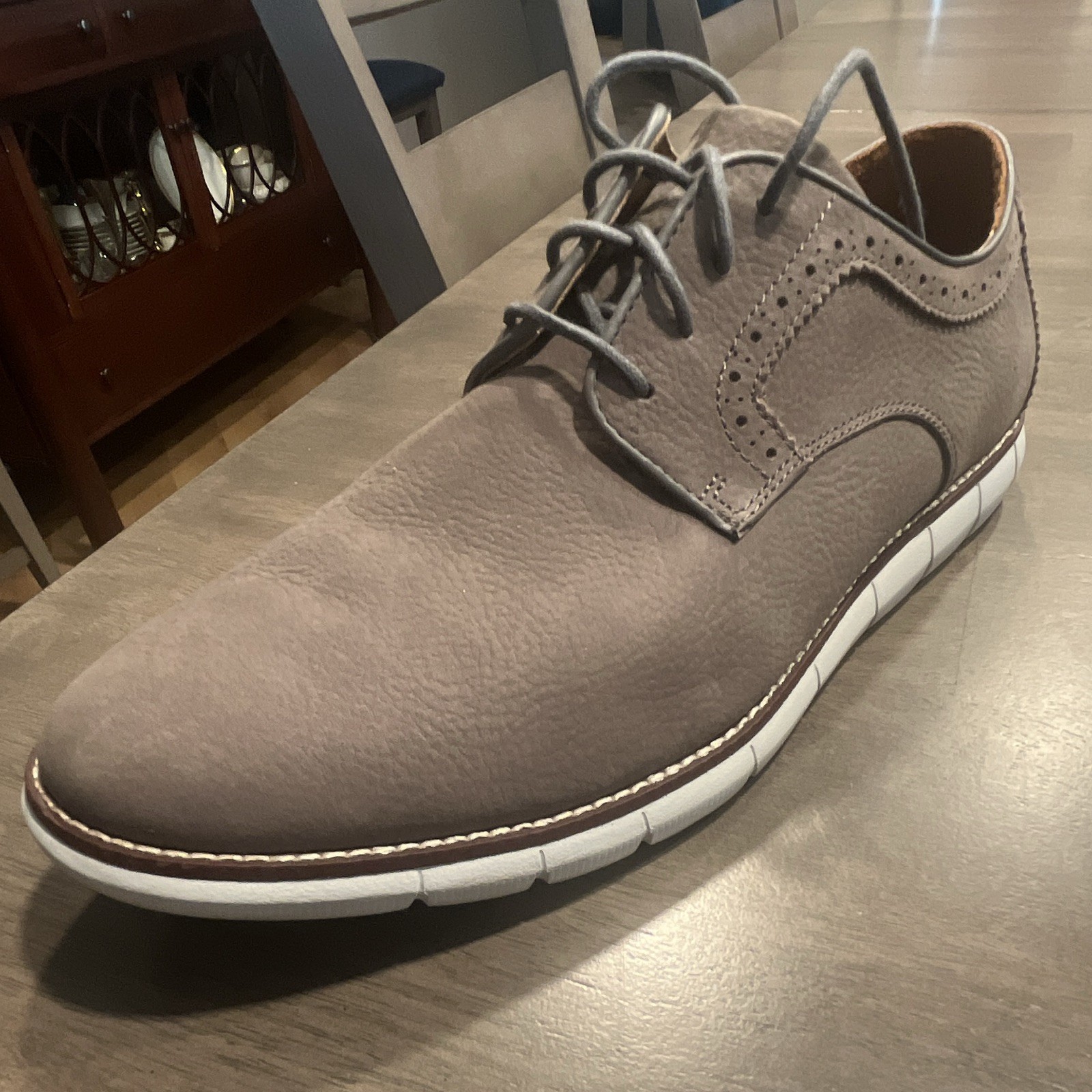 Johnston & Murphy Men’s Gray Suede Derby Lace-Up Round Toe Dress Shoes 10M