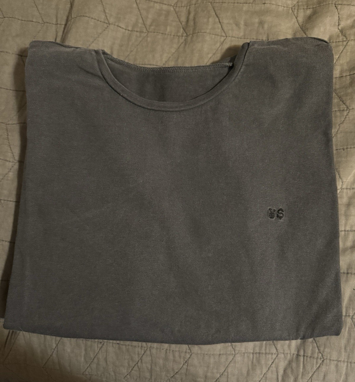 Yeezy Gray Fleece Men’s S Crew Neck Short Sleeve Logo