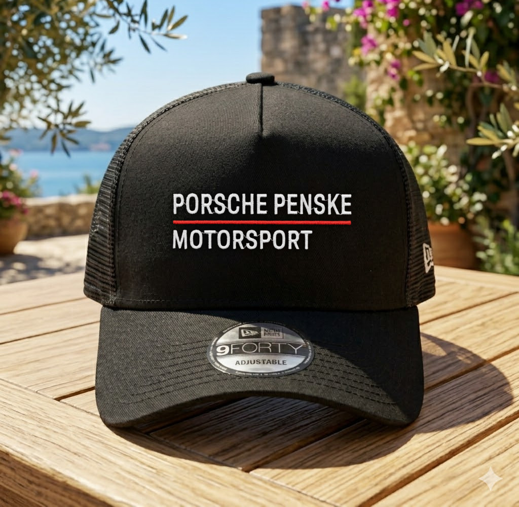 Porsche Penske Motorsport Trucker Hat Embroidered Mesh Snapback Adjustable Cap