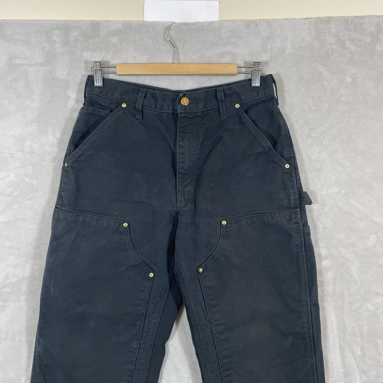 Carhartt B01 BLK Loose Fit Double Knee Canvas Pants Mens 30×32 (fit 30×30) Black