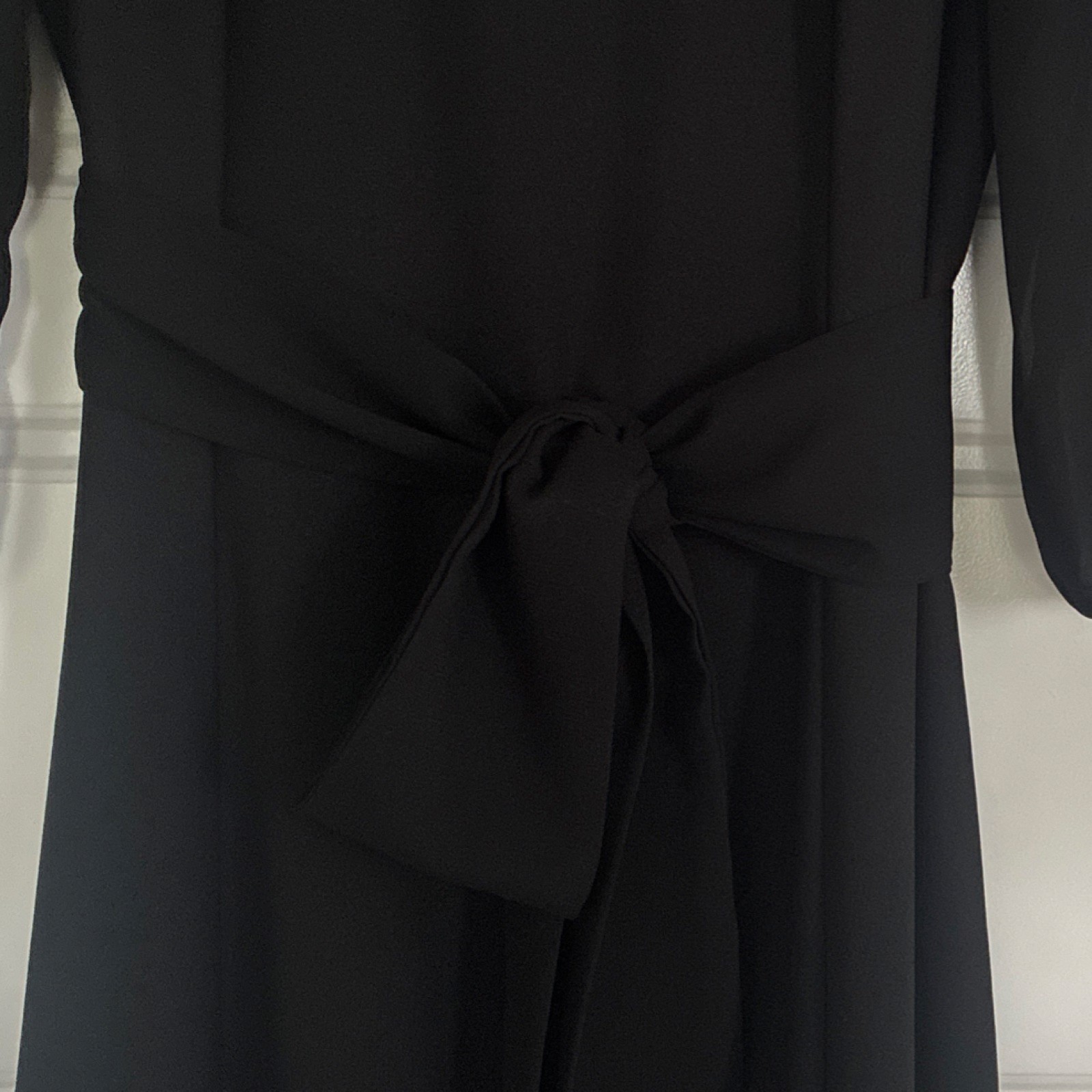 Cousin’s Concert Attire Black Solid Long Dress 3/4 Sleeve Bow Waist 8