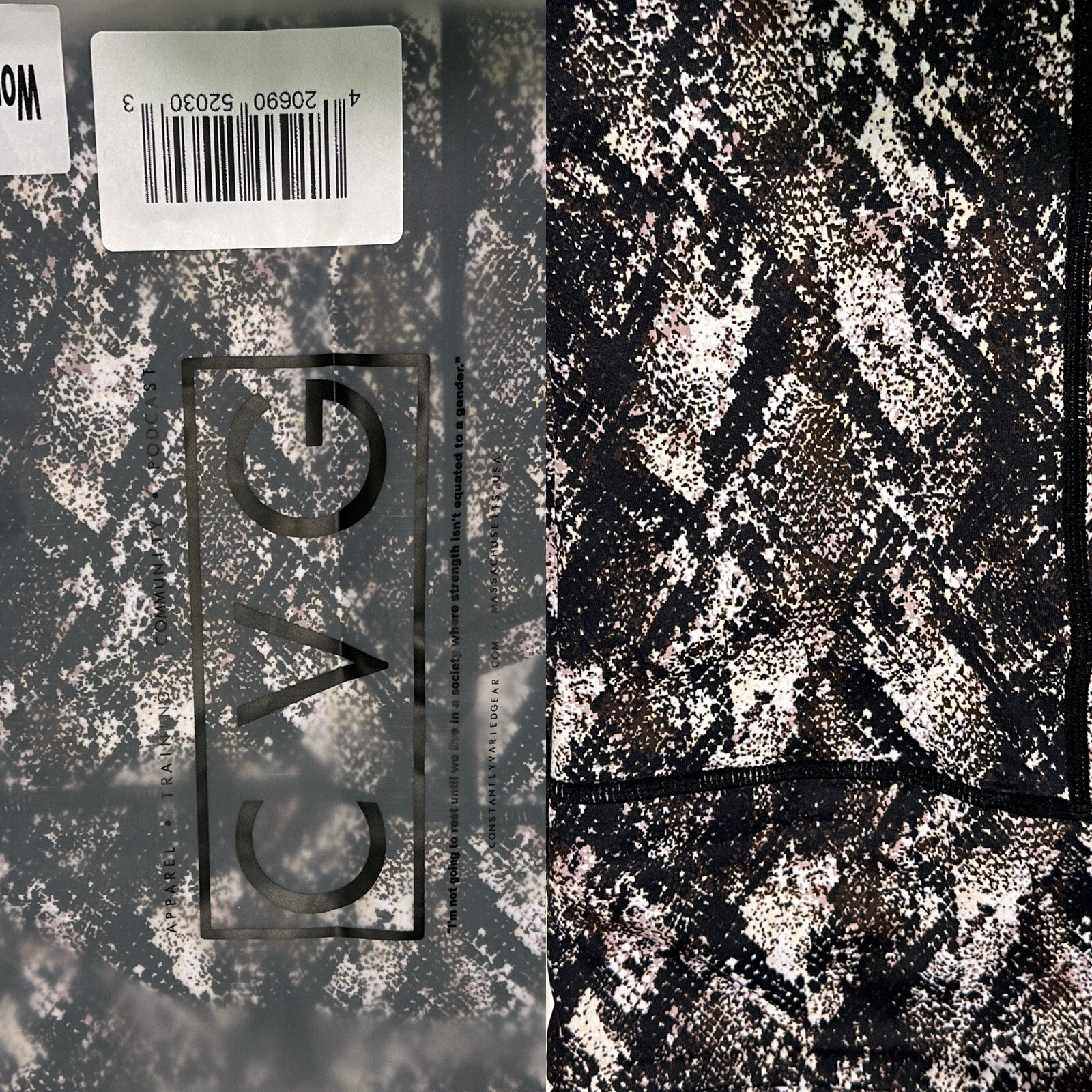 NEW Constantly Varied Gear CVG XL Crossfit Legging Retired Full Snake Skin