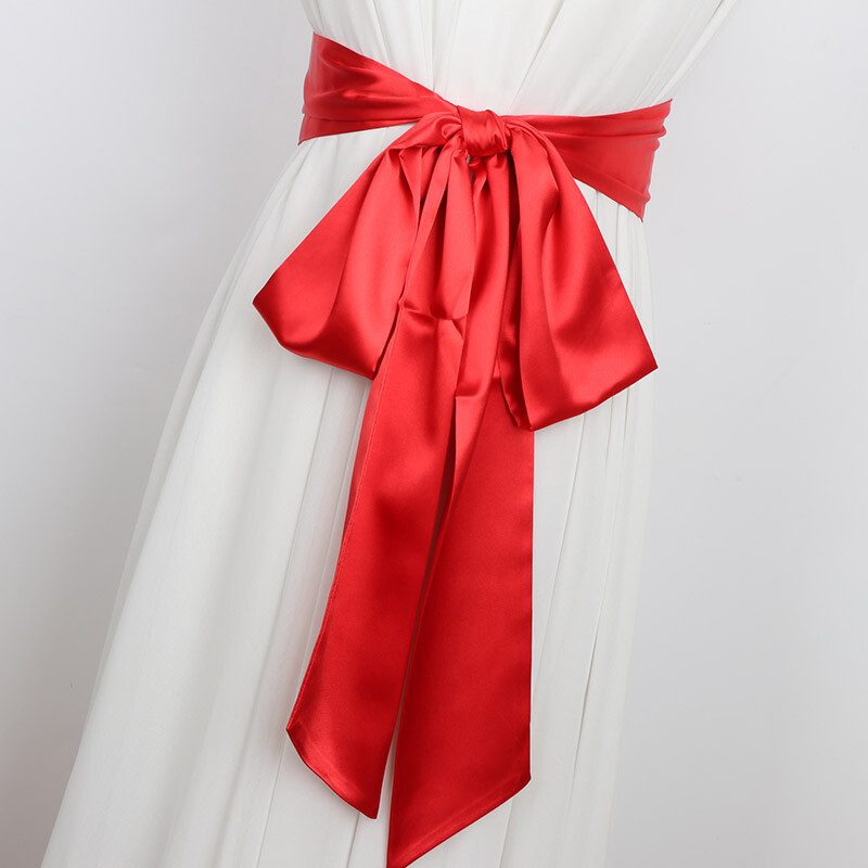 250cm Satin Faux Silk Wide Waistband Self Tie Lace Up Long Ribbon Belt Strap New